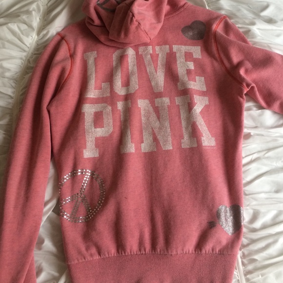 PINK pink zip up hoodie