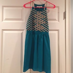 Criss Cross blue and gold cute summer dress