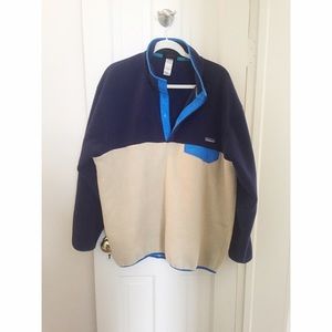 Patagonia MEN'S L Blue/Cream Synchilla Pullover