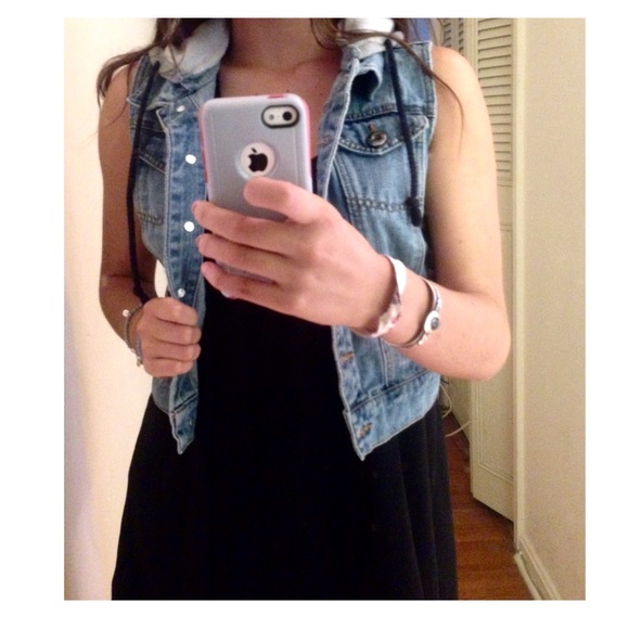 Denim hooded vest size S