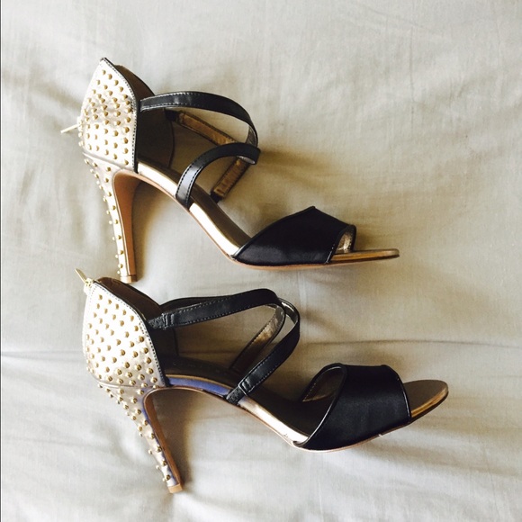 Black and gold studded heels