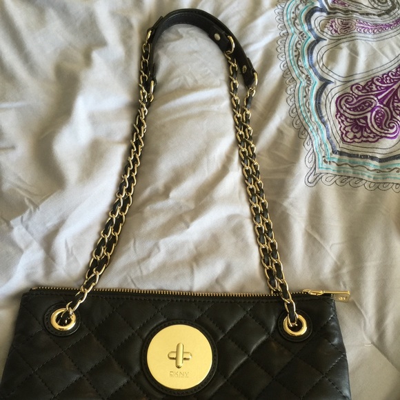 SOLD! NWOT DKNY 2 way black and gold - Picture 4 of 4
