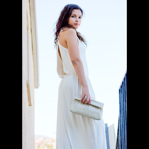 Fraiche by J Cream Maxi Dress with peephole back