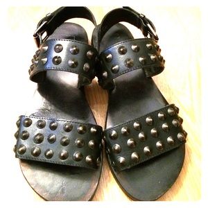 Black studded platform sandals