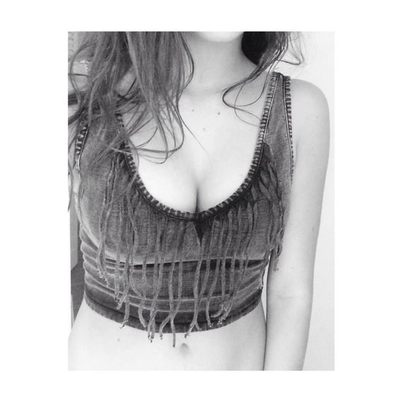 Urban Outfitters gray crop top with fringe