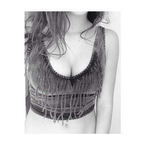 Urban Outfitters gray crop top with fringe