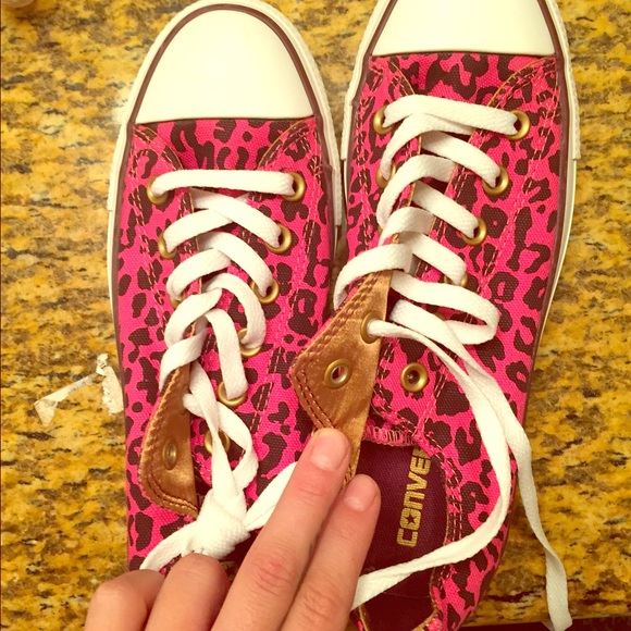 Pink brown and gold converse all star