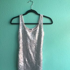 Silver sequin tank