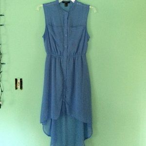 Periwinkle chiffon high to low button up dress