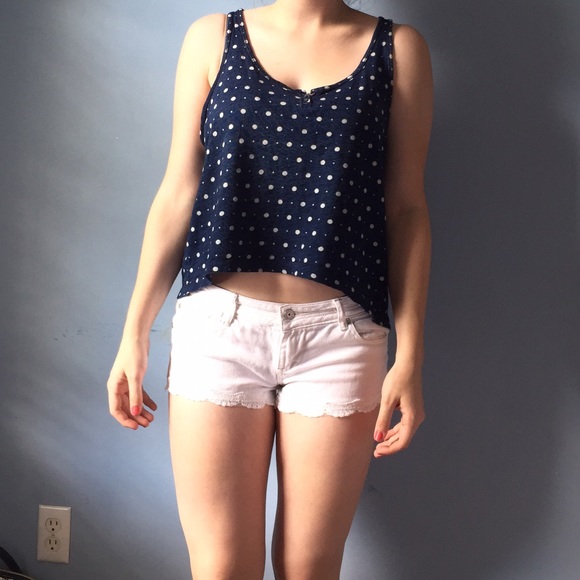 Polka dot navy and white tank