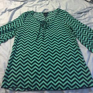 Green and blue chevron top