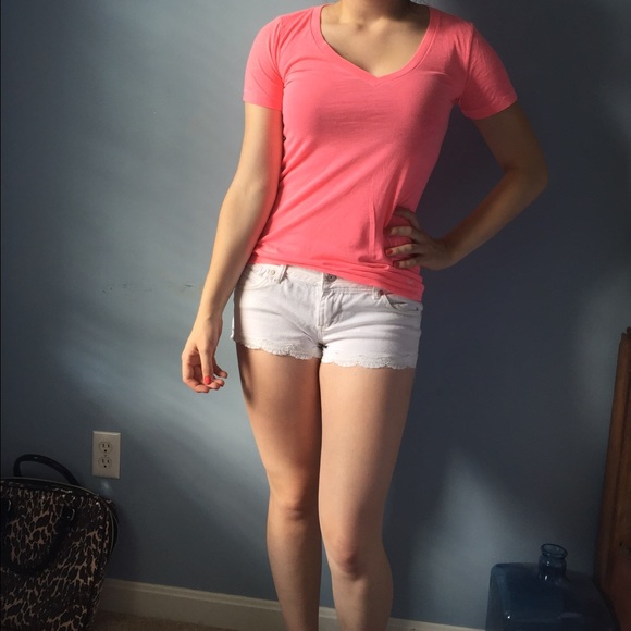 Neon pink v neck tee