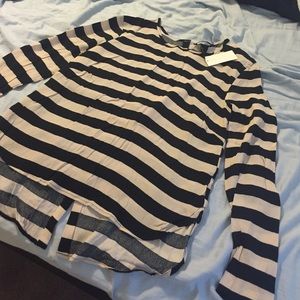 Tan and black striped long sleeve top