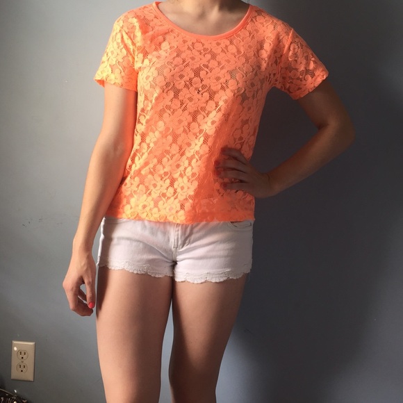 Neon orange lace shirt
