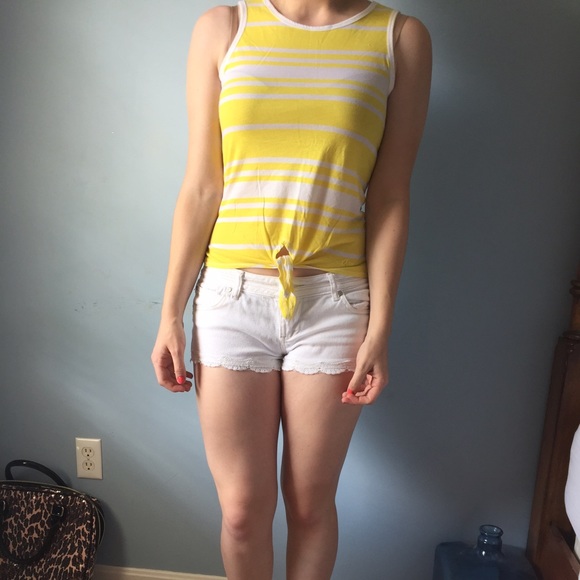 Yellow and white striped tank