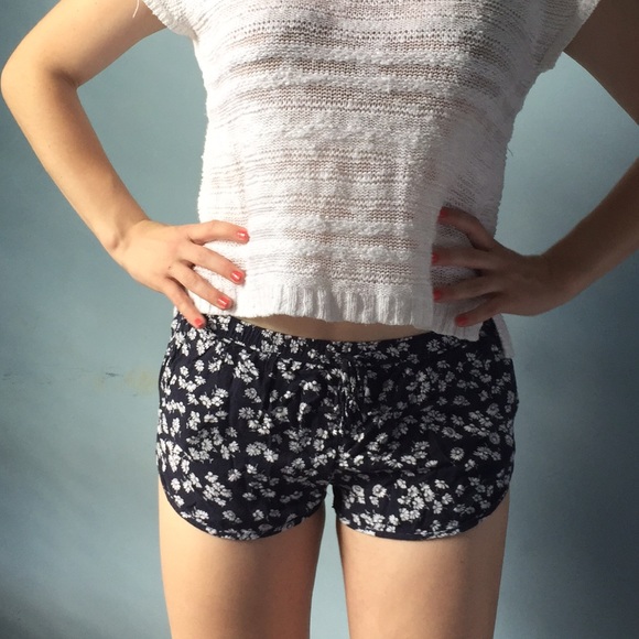 Navy and white floral shorts (top also being sold)