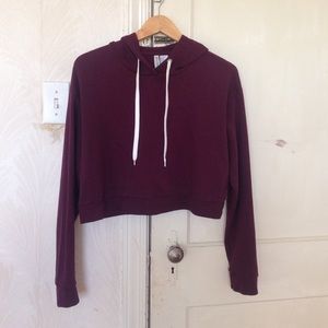 Burgundy Crop Hoodie
