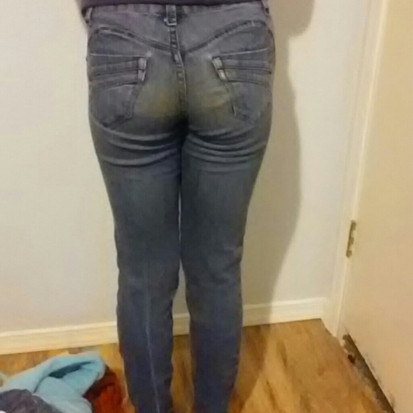 Blue denim skinny jeans