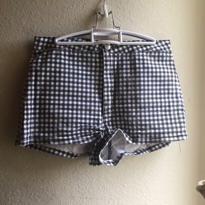 Checker print high waisted shorts