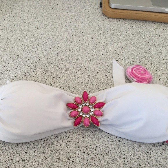 Pink and White Bikini Top