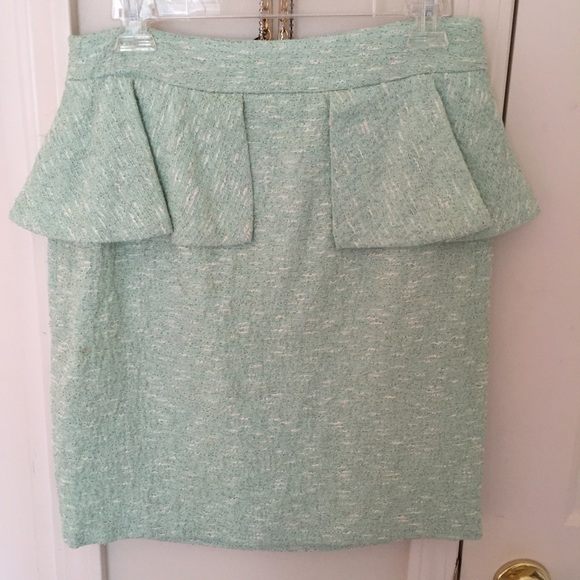 Zara Tweed Mint Peplum Skirt