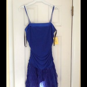 Royal blue ruffled bottom dress