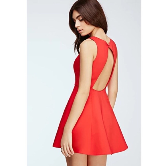 Cutout-back fit and flare dress