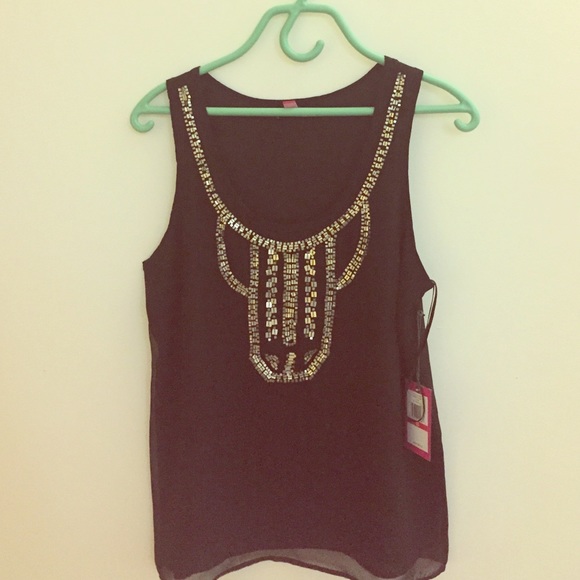 NWT Vince Camuto beaded chiffon top! XS