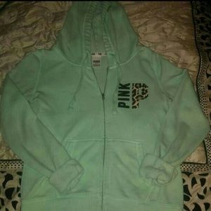 VS Pink cheetah mint zip up hoodie