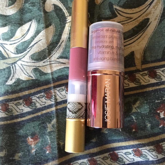 Josie Maran color glow stick and Mally lip gloss