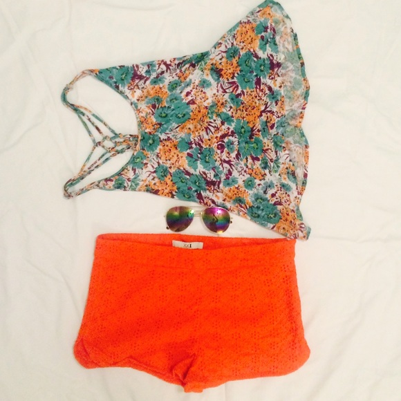 F21 Poppy Colored Hotpants