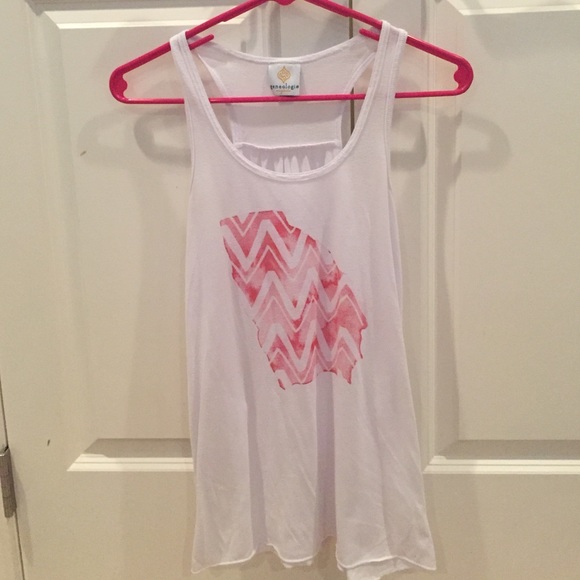 White tank top with pink chevron Georgia