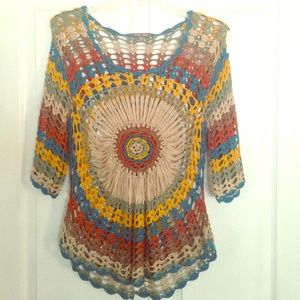 Boho crochet tunic L/XL BY Roz and Ali