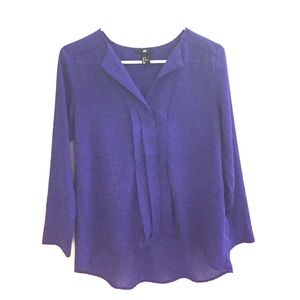 Blue chiffon long sleeved top! Great condition!