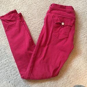 Size 27 red True Religion skinny