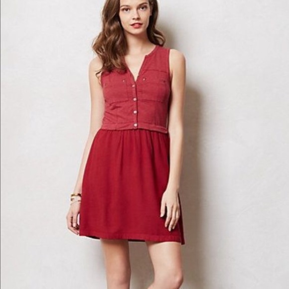 Anthropologie Red tank top dress