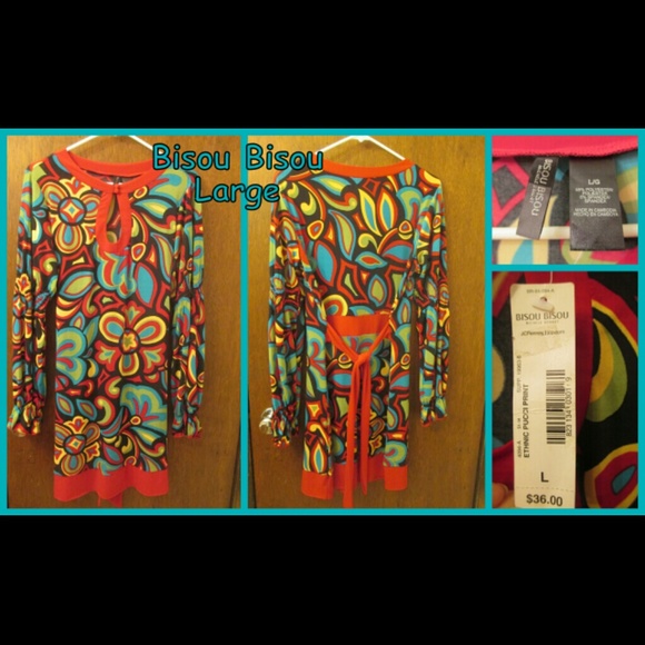 Bisou Bisou womens size L colorful retro dress NWT