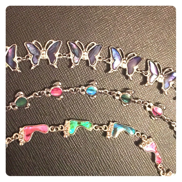 3 pieces colored stone/sliver 💎👣🐢🐝