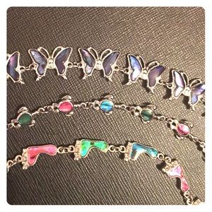 3 pieces colored stone/sliver 💎👣🐢🐝