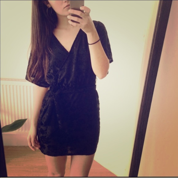 h&m velvet wrap dress
