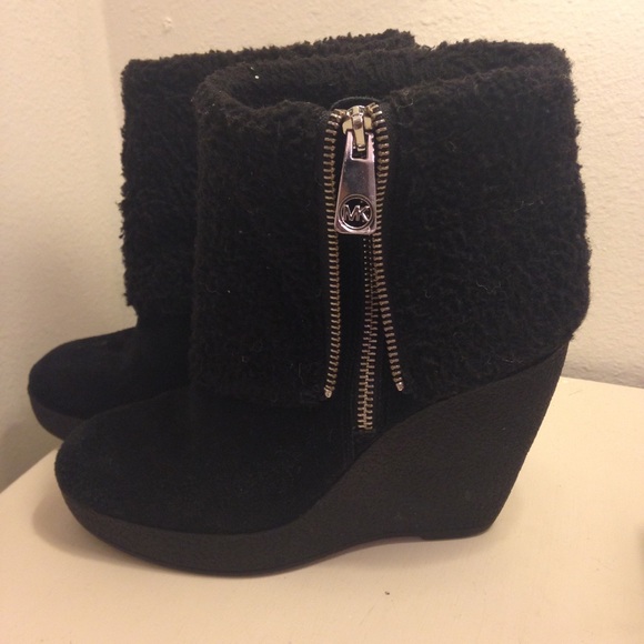 MK fur boot wedges!