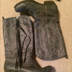 Gray Big Buddha Cowgirl Boots