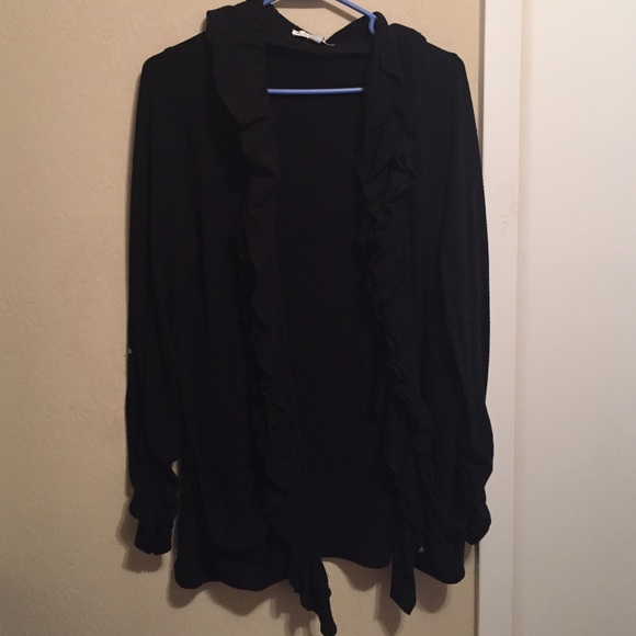 Black ruffle cardigan