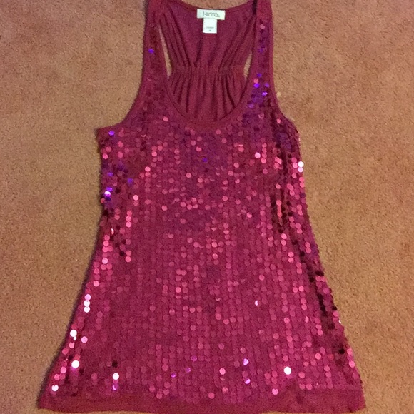 Pink sequined tank top