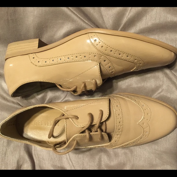 Nude faux patent leather forever 21 oxfords