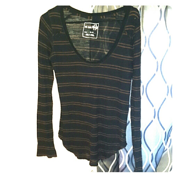 Free People black&chocolate brown top