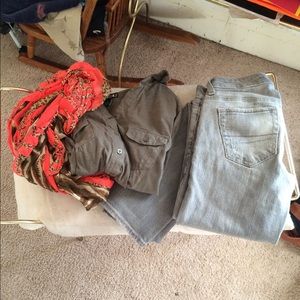 Pants shirt and scarf