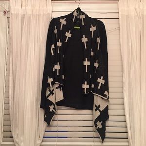 cross black and white cardigan