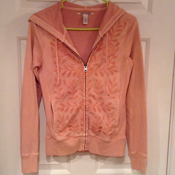 Lucky Brand pale pink zip up sweatshirt