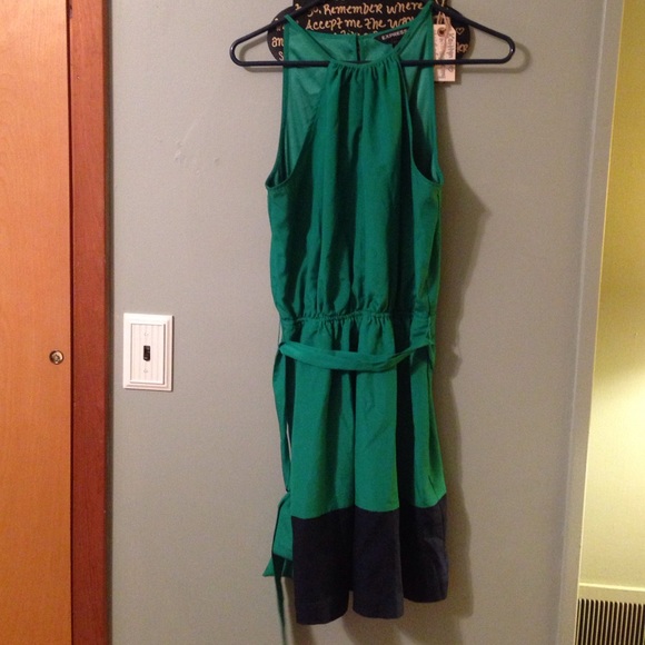 Express color back halter dress